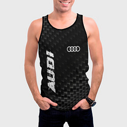 Майка-безрукавка мужская Audi карбоновый фон, цвет: 3D-черный — фото 2