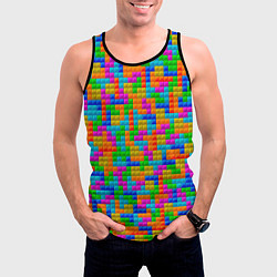 Майка-безрукавка мужская Крупные блоки Тетрис, цвет: 3D-черный — фото 2