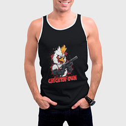 Майка-безрукавка мужская Chicken gun pew pew, цвет: 3D-белый — фото 2