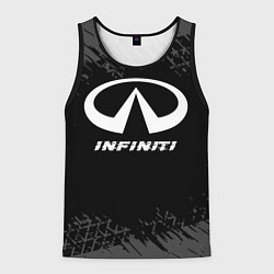 Майка-безрукавка мужская Infiniti speed на темном фоне со следами шин, цвет: 3D-черный