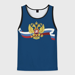 Майка-безрукавка мужская Флаг России лента, цвет: 3D-черный