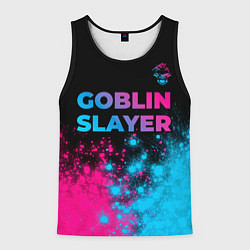 Майка-безрукавка мужская Goblin Slayer - neon gradient: символ сверху, цвет: 3D-черный