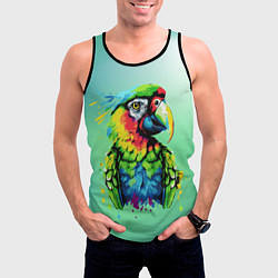 Майка-безрукавка мужская Разноцветный попугай, цвет: 3D-черный — фото 2