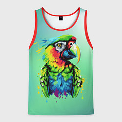 Майка-безрукавка мужская Разноцветный попугай, цвет: 3D-красный