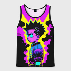 Майка-безрукавка мужская Неоновый Барт Симпсон - поп-арт, цвет: 3D-черный