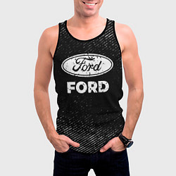 Майка-безрукавка мужская Ford с потертостями на темном фоне, цвет: 3D-черный — фото 2