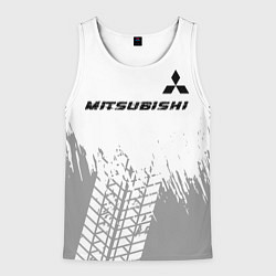Майка-безрукавка мужская Mitsubishi speed на светлом фоне со следами шин: с, цвет: 3D-белый