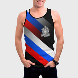 Майка-безрукавка мужская Пограничные войска - флаг РФ, цвет: 3D-черный — фото 2