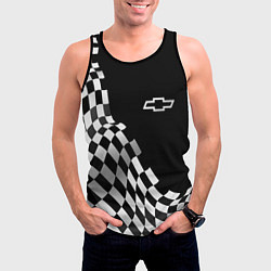 Майка-безрукавка мужская Chevrolet racing flag, цвет: 3D-черный — фото 2