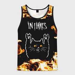Майка-безрукавка мужская In Flames рок кот и огонь, цвет: 3D-черный