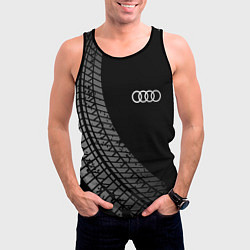 Майка-безрукавка мужская Audi tire tracks, цвет: 3D-черный — фото 2