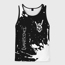 Майка-безрукавка мужская Evanescence и рок символ на темном фоне, цвет: 3D-черный