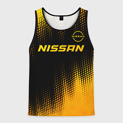 Майка-безрукавка мужская Nissan - gold gradient: символ сверху, цвет: 3D-черный
