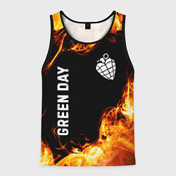 Майка-безрукавка мужская Green Day и пылающий огонь, цвет: 3D-черный