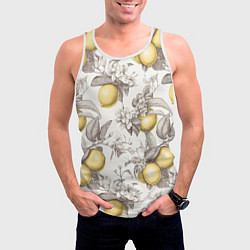 Майка-безрукавка мужская Лимоны - винтаж графика: паттерн, цвет: 3D-белый — фото 2