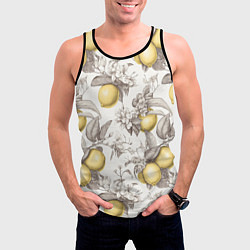 Майка-безрукавка мужская Лимоны - винтаж графика: паттерн, цвет: 3D-черный — фото 2