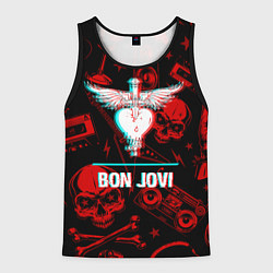 Майка-безрукавка мужская Bon Jovi rock glitch, цвет: 3D-черный