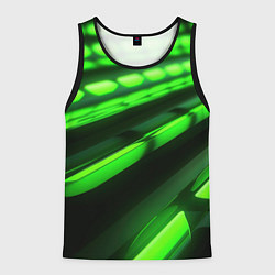 Майка-безрукавка мужская Green neon abstract, цвет: 3D-черный