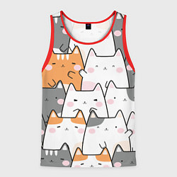 Майка-безрукавка мужская Семья котиков, цвет: 3D-красный