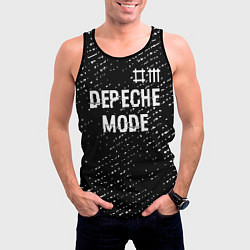 Майка-безрукавка мужская Depeche Mode glitch на темном фоне: символ сверху, цвет: 3D-черный — фото 2