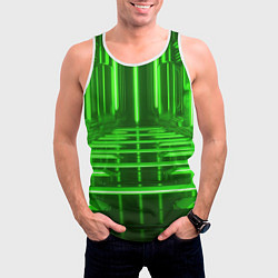 Майка-безрукавка мужская Зеленые световые объекты, цвет: 3D-белый — фото 2