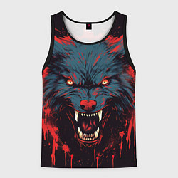 Майка-безрукавка мужская Red blue wolf, цвет: 3D-черный