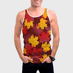 Майка-безрукавка мужская Кленовые листья паттерном, цвет: 3D-белый — фото 2