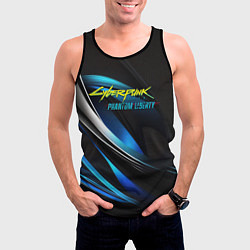 Майка-безрукавка мужская Cyberpunk 2077 phantom liberty blue abstract, цвет: 3D-черный — фото 2