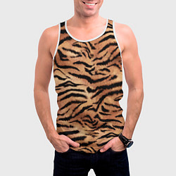 Майка-безрукавка мужская Полосатая шкура тигра, цвет: 3D-белый — фото 2