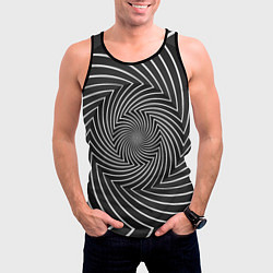 Майка-безрукавка мужская Оптическая иллюзия изогнутые линии, цвет: 3D-черный — фото 2