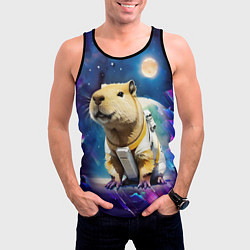 Майка-безрукавка мужская Капибара-космонавт - нейросеть, цвет: 3D-черный — фото 2