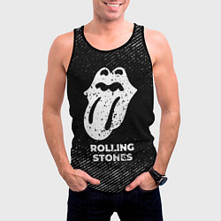 Майка-безрукавка мужская Rolling Stones с потертостями на темном фоне, цвет: 3D-черный — фото 2