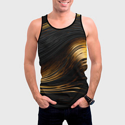 Майка-безрукавка мужская Black gold waves, цвет: 3D-черный — фото 2