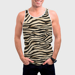 Майка-безрукавка мужская Шкура зебры и белого тигра, цвет: 3D-белый — фото 2