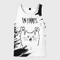 Майка-безрукавка мужская In Flames рок кот на светлом фоне, цвет: 3D-белый