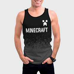 Майка-безрукавка мужская Minecraft glitch на темном фоне: символ сверху, цвет: 3D-черный — фото 2