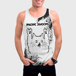 Майка-безрукавка мужская Imagine Dragons рок кот на светлом фоне, цвет: 3D-белый — фото 2