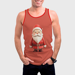Майка-безрукавка мужская Пластилиновый Дед Мороз, цвет: 3D-красный — фото 2