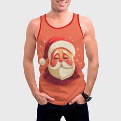Майка-безрукавка мужская Портрет Деда Мороза, цвет: 3D-красный — фото 2