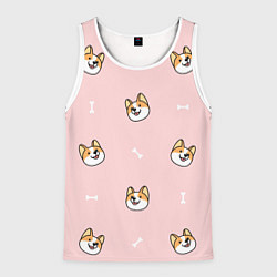 Мужская майка без рукавов Pink corgi