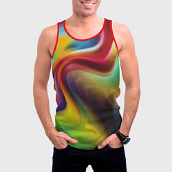 Майка-безрукавка мужская Rainbow waves, цвет: 3D-красный — фото 2