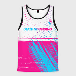 Майка-безрукавка мужская Death Stranding neon gradient style: символ сверху, цвет: 3D-черный