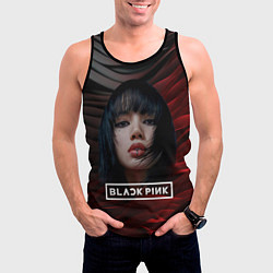 Майка-безрукавка мужская Blackpink red and black, цвет: 3D-черный — фото 2