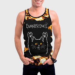 Майка-безрукавка мужская Evanescence рок кот и огонь, цвет: 3D-черный — фото 2