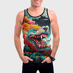 Майка-безрукавка мужская Художественный дракон от нейросети, цвет: 3D-черный — фото 2