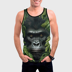 Майка-безрукавка мужская Горилла в джунгях, цвет: 3D-черный — фото 2