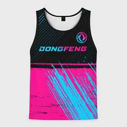 Майка-безрукавка мужская Dongfeng - neon gradient: символ сверху, цвет: 3D-черный