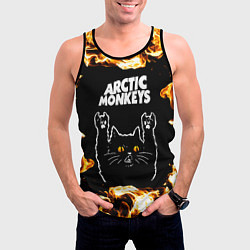 Майка-безрукавка мужская Arctic Monkeys рок кот и огонь, цвет: 3D-черный — фото 2