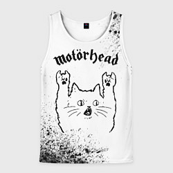 Майка-безрукавка мужская Motorhead рок кот на светлом фоне, цвет: 3D-белый