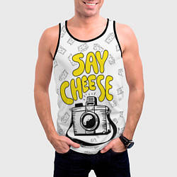 Майка-безрукавка мужская Say cheese, цвет: 3D-черный — фото 2